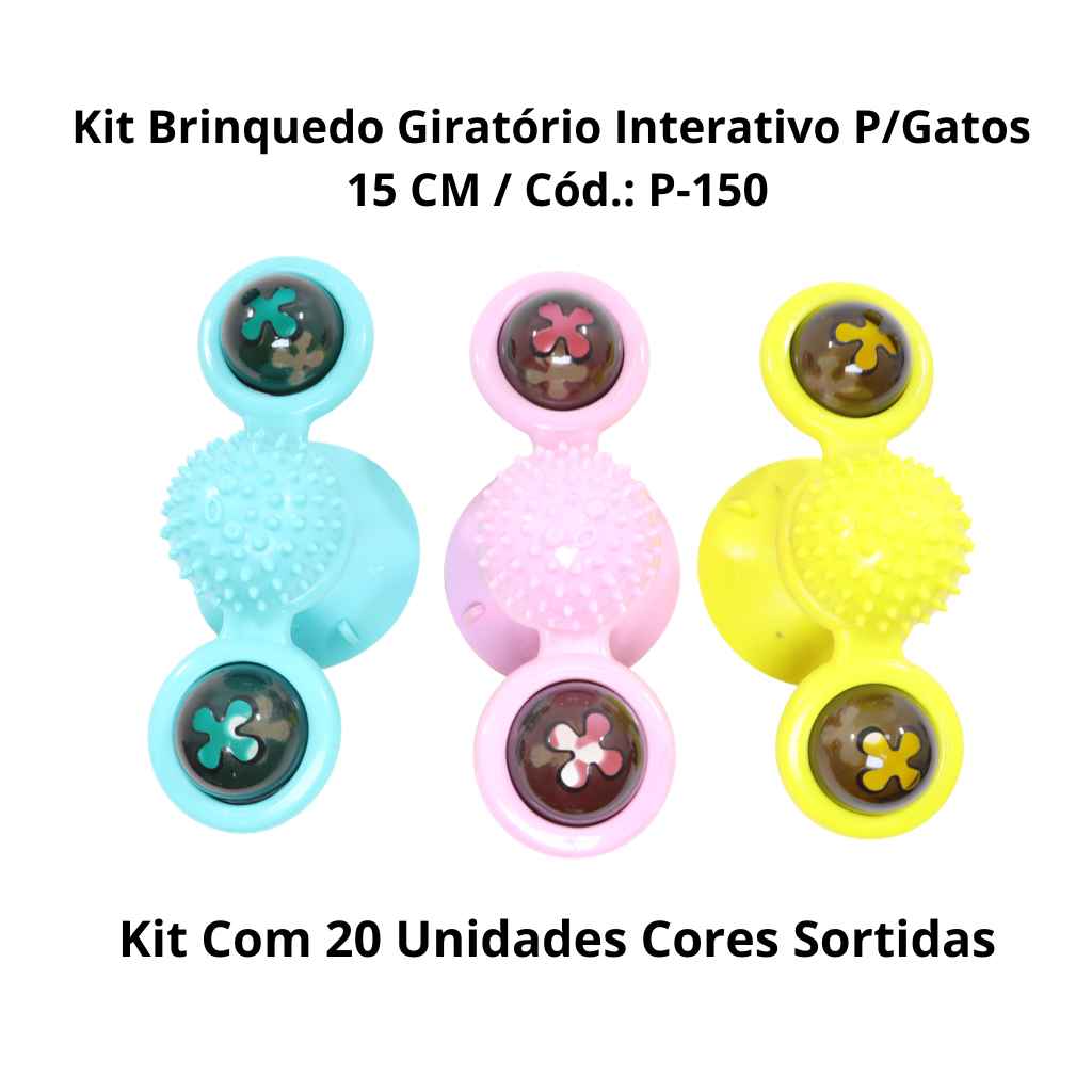 Kit Brinquedo Giratório Interativo P/ Gatos 15 CM P-150