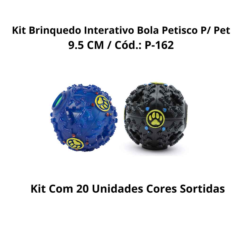 Kit Brinquedo Interativo Bola Petisco P/ Pet 9,5 CM P-162