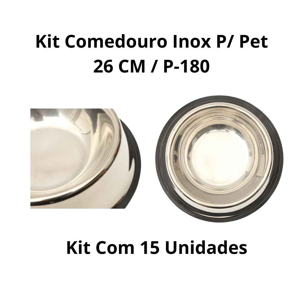 Kit Comedouro Inox P/ Pet 26 CM P-180